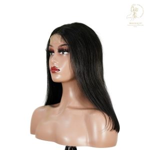 center wig natural black remy hair 2x6 lace closure straight bob human hair wig