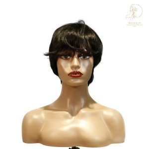center wig machine made black wig remy hair h081