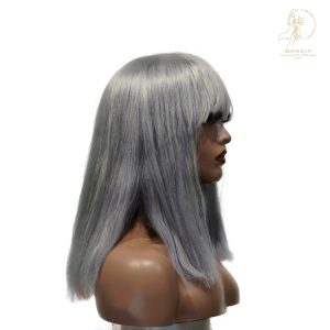 center wig machine made gray wig remy hair 12p