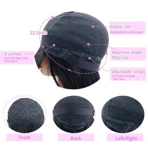 center wig machine made black wig remy hair 2301