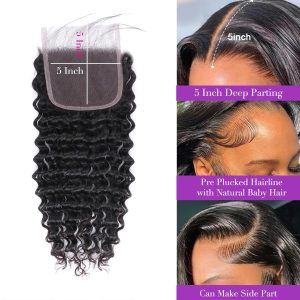 center wig remy hair 5x5 deep wave hd closure