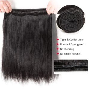 center wig remy hair black straight bundles brazilian weaving