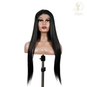 center wig natural black remy hair 6x7 lace closure straight human hair wig