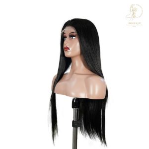 center wig natural black remy hair 6x7 lace closure straight human hair wig
