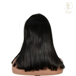center wig natural black remy hair 2x6 lace closure straight bob human hair wig