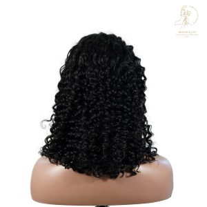 center wig natural black remy hair 2x6 lace closure deep wave bob human hair wig