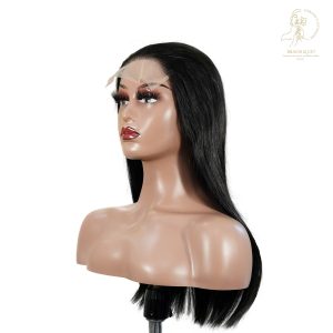 center wig natural black remy hair 5x5 lace closure straight human hair wig