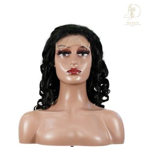 center wig natural black remy hair 5x5 lace closure bouncy curls human hair wig