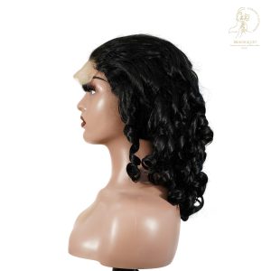 center wig natural black remy hair 5x5 lace closure bouncy curls human hair wig