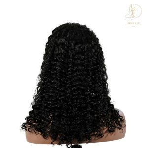 center wig natural black remy hair 5x5 lace closure deep wave human hair wig