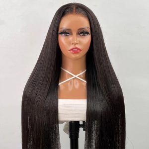 center wig glueless remy hair 5x5 lace closure straight human hair wig