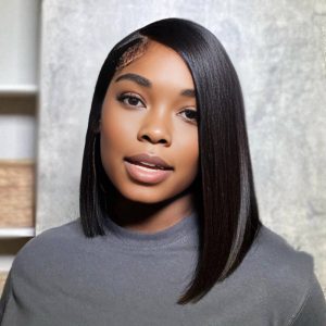 center wig natural black asian raw hair 5x5 hd lace closure straight bob human hair wig