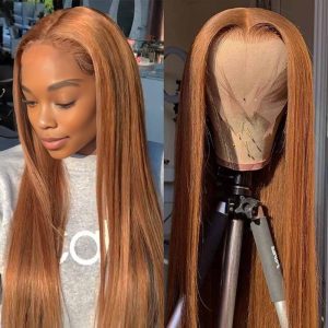center wig 13x4 straight lace front wig 8&27 honey blonde highlight 26 inch remy hair