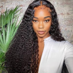center wig 13x4 kinky curly lace front wig natural black remy hair