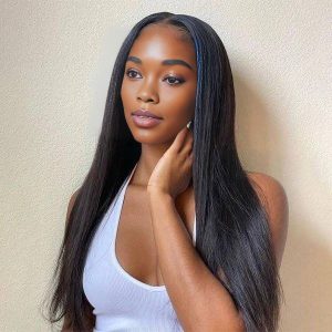 center wig natural black remy hair 5x5 lace closure straight human hair wig