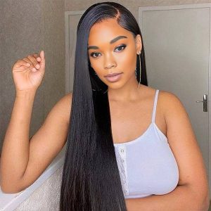 center wig 13x6 double drams straight lace front wig black remy hair