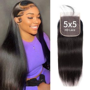 center wig remy hair 5x5 straight closure