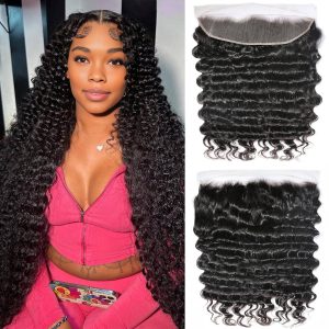 center wig remy hair 13x4 deep wave hd frontal
